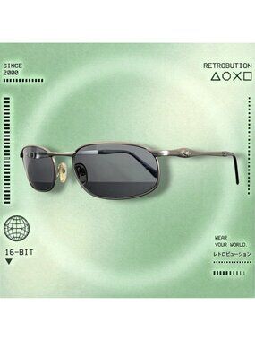 Vintage Killer Loop Rebellion Rectangle Metal Frame Sunglasses Silver Black